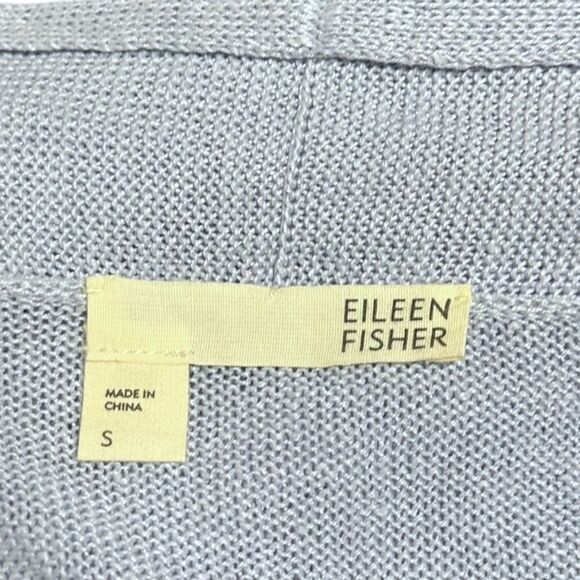 EILEEN FISHER Women’s Light Blue Linen Knit Open Front Cardigan Size Small - Picture 3 of 5